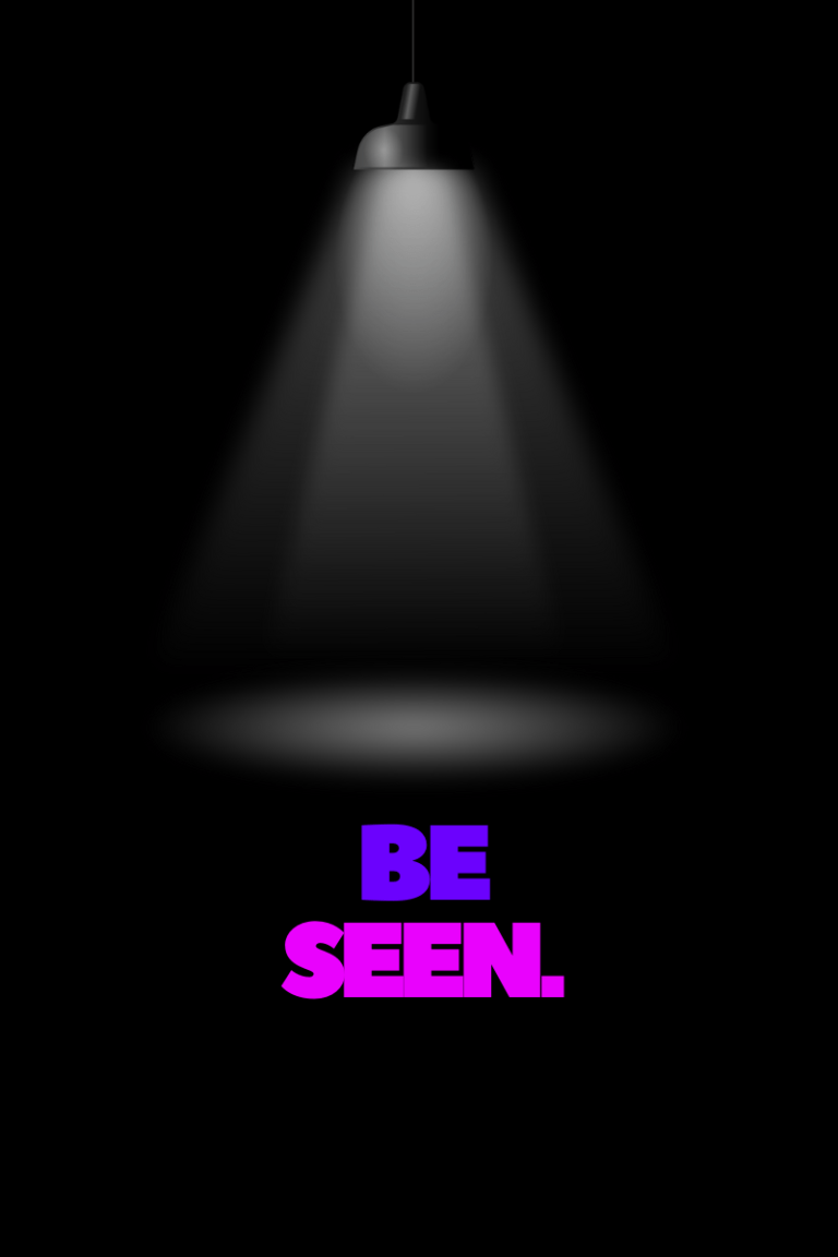 Brandvertise. Be seen. A photo with a lamp luminating in the darkness.